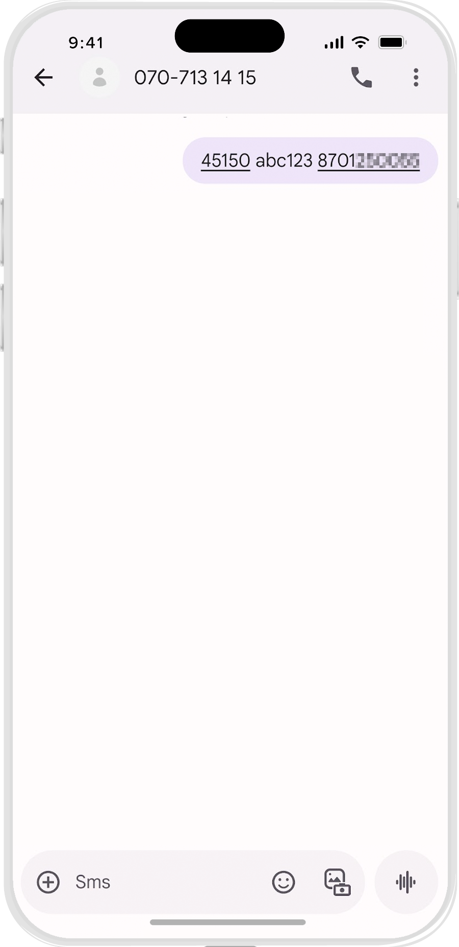 Skärmbild av SMS-konversation